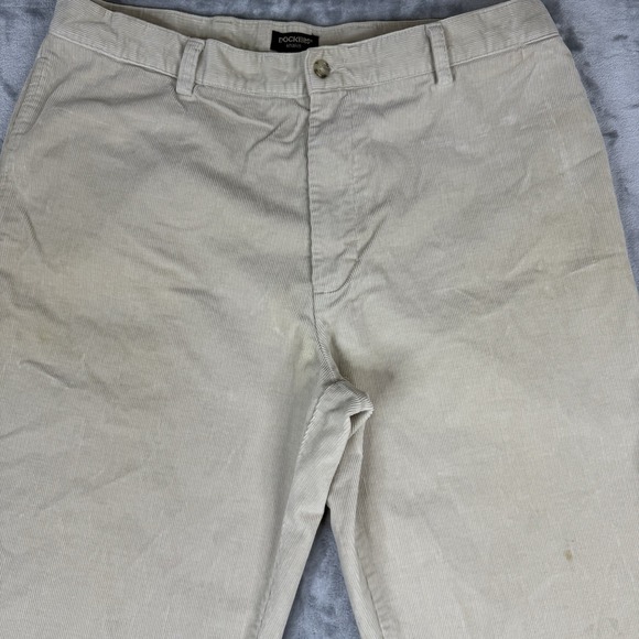 Dockers Pants Mens Measured 38x34 Beige Corduroy Flat Front Relaxed Fit Khaki - Picture 2 of 9